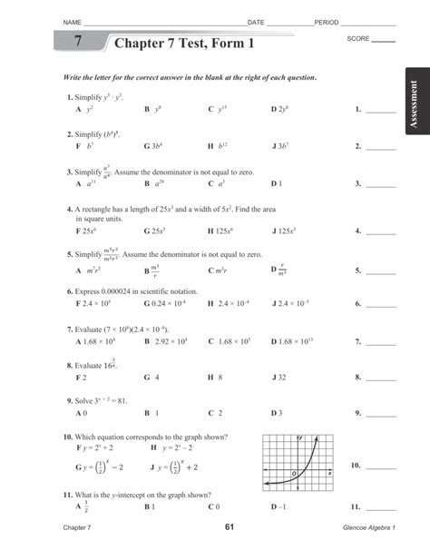 Chapter 7 Test Form A Holt Algebra 