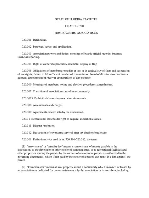 chapter 720 florida statutes