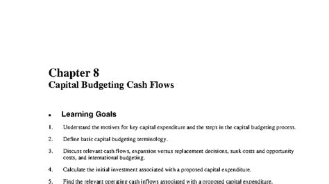 Chapter 8 Capital Budgeting Process And Techniques