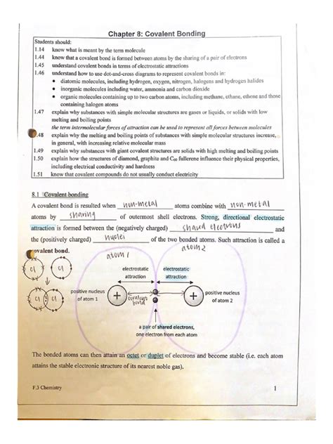 Chapter 8 Covalent Bonding Notes Davis School