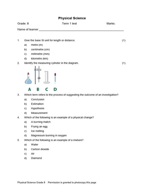 Chapter 8 Physical Science Test