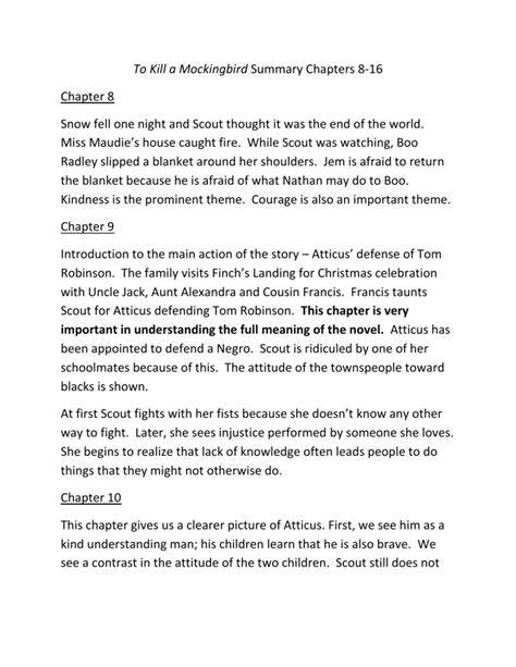 Chapter 8 Summary To Kill A Mockingbird