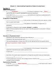 Chapter 8 Understanding Populations Study Guide