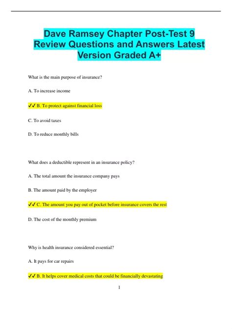 chapter 9 dave ramsey post test