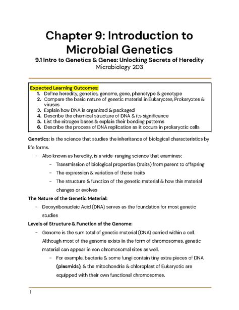 Chapter 9 Introduction To Genetics Worksheet Answers