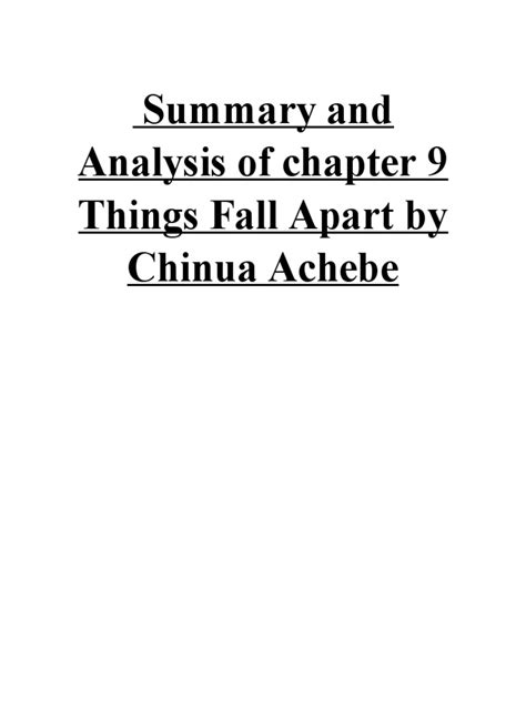 Chapter 9 Of Things Fall Apart