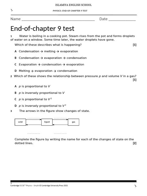 Chapter 9 Physics Test