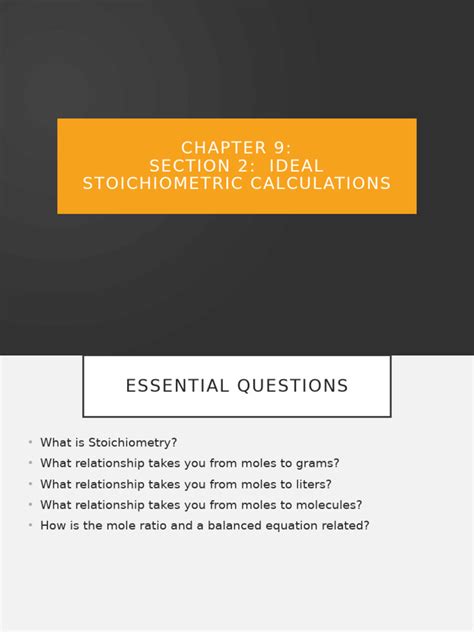 Chapter 9 Stoichiometry Section 2 Worksheet