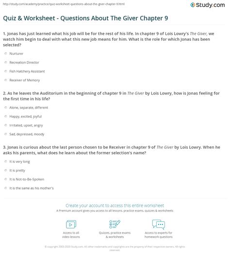 Chapter 9 Summary The Giver