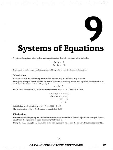 chapter 9 systems of equations unit test