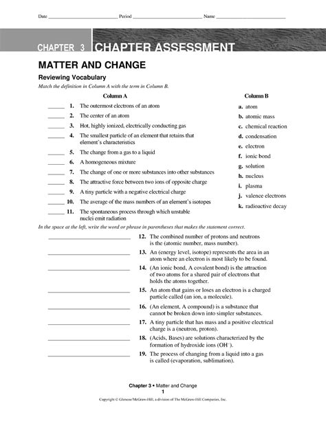 Chapter Assesment Answer Key For Chemistry