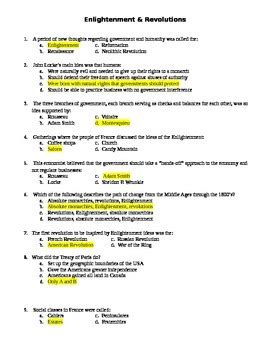 Chapter Enlightenment And Revolution Test Answers