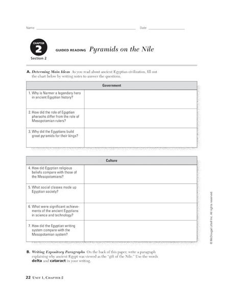 Chapter Guided Reading Pyramids On The Nile