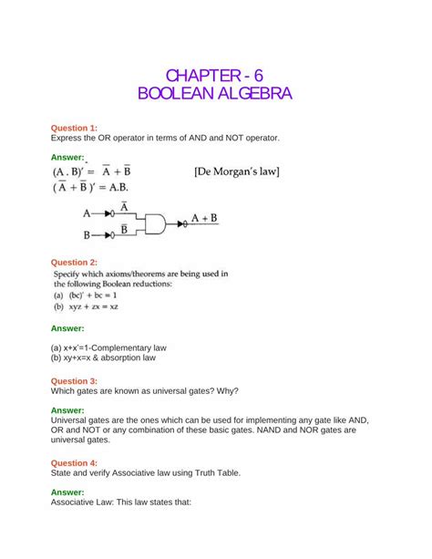 Chapter No 6 Boolean Algebra Shakarganj