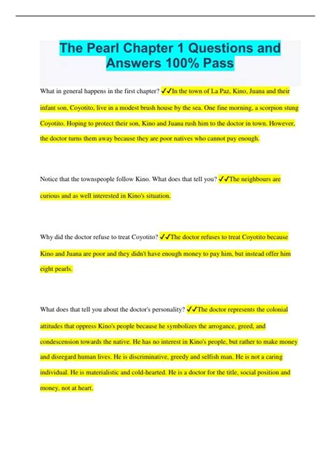 Chapter One Of The Pearl