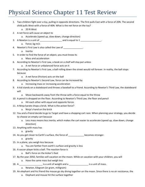 chapter review energy physical science key
