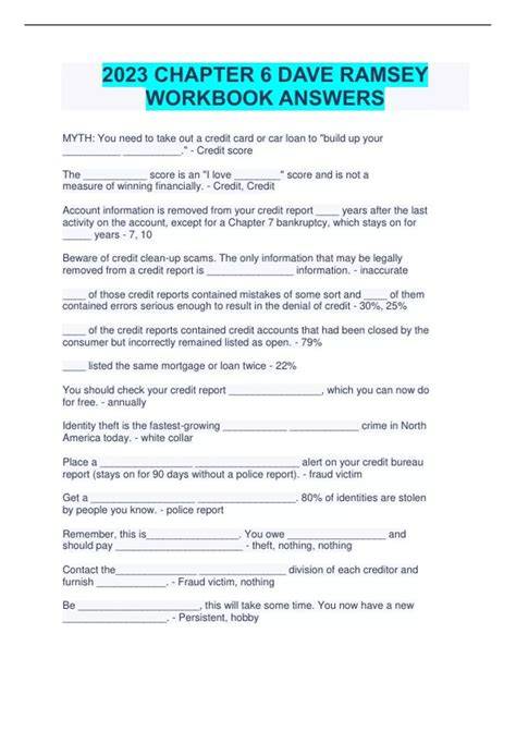 chapter six review answers dave ramsey