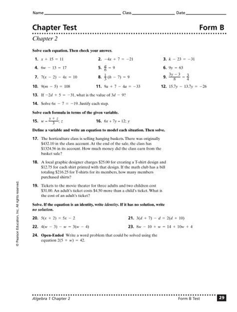 Chapter Test Form B Chapter 8 Tooboo