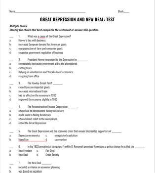 Chapter Test The New Deal Answer Key