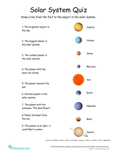chapter test the solar system answer key