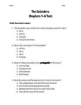 Chapter Tests For The Outsiders