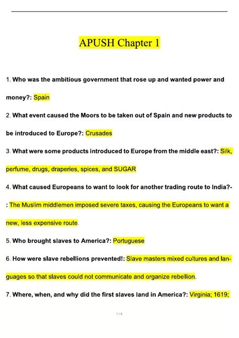 Read Chapter 1 Apush Test 