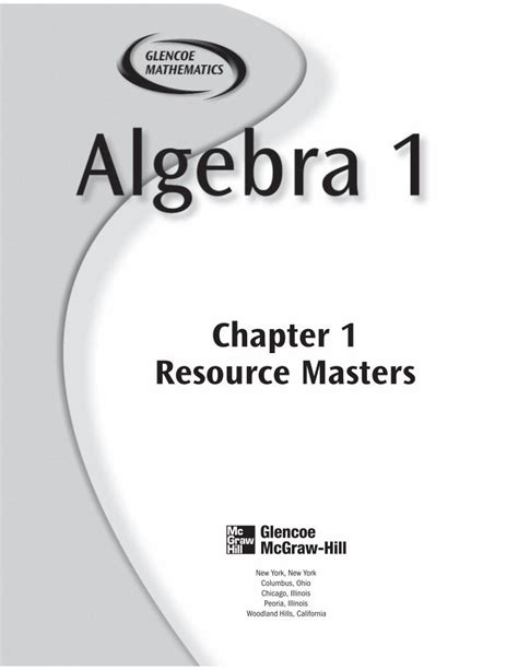 Read Chapter 1 Resource Masters 
