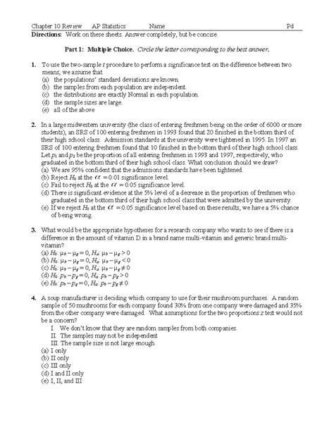 Full Download Chapter 10 Ap Statistics Test Answers 