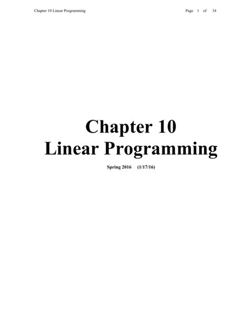 Read Online Chapter 10 Linear Programming Economics Ubc 