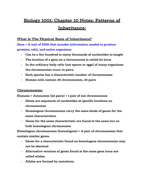 Read Chapter 10 Notes Patterns Of Inheritance Part 1 Trait 