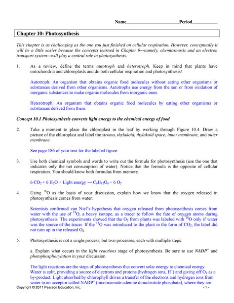 Read Online Chapter 10 Photosynthesis Self Quiz 