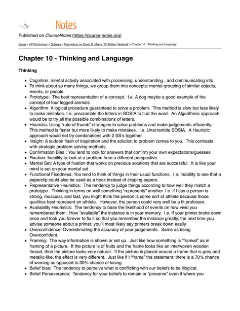 Read Online Chapter 10 Thinking And Language 