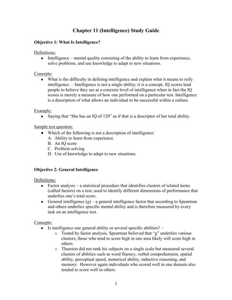 Read Online Chapter 11 Intelligence Study Guide 