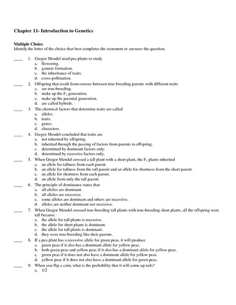 Download Chapter 11 Introduction Genetics Answer Key 