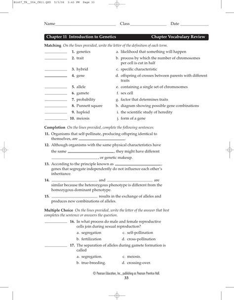 Full Download Chapter 11 Introduction To Genetics Vocabulary Review Page 126 Answer Key 