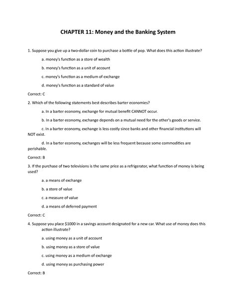 Read Chapter 11 Money In Review Worksheet 