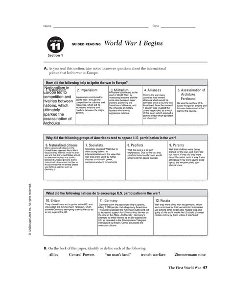 Read Online Chapter 11 Section 1 Guided Reading World War Begins Answers 