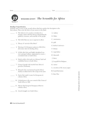 Read Chapter 11 Section 1 Reteaching Activity The Scramble For Africa Answers 