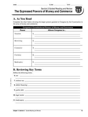 Full Download Chapter 11 Section 2 Guided Reading And Review The Expressed Powers Of Money Commerce Answers 