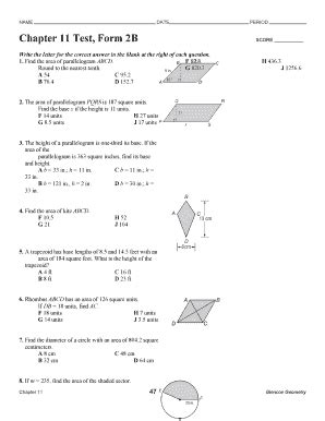 Read Online Chapter 11 Test Form 2C Geometry Answers 