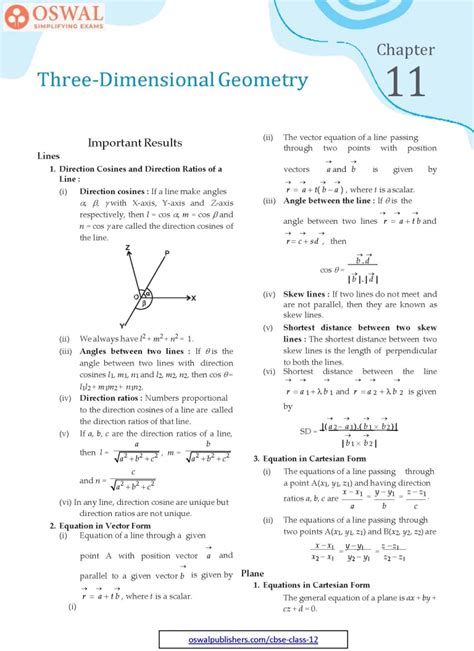 Read Chapter 11 Three Dimensional Geometry 
