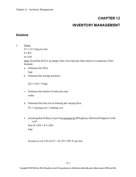 Read Chapter 12 Inventory Management Solutions 