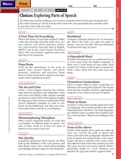 Full Download Chapter 12 Parts Of Speech Overview Answers 