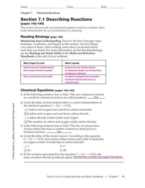 Read Chapter 12 Pearson Chemistry Workbook Answers 