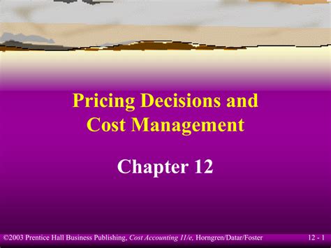 Read Online Chapter 12 Pricing Decisions And Cost Management Solutions 