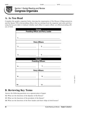Download Chapter 12 Section 1 Guided Reading And Review Congress Organizes Answer Key 
