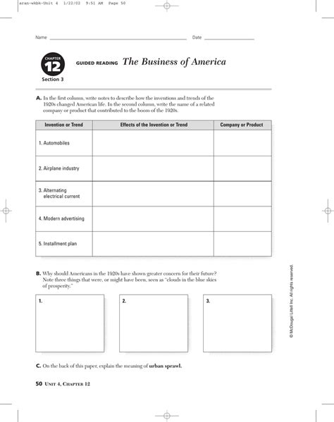 Read Online Chapter 12 Section 3 The Business Of America Answer Key 