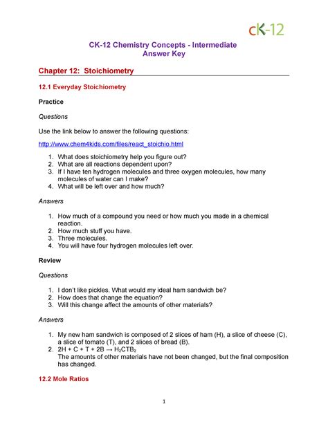 Full Download Chapter 12 Stoichiometry Answer Key 