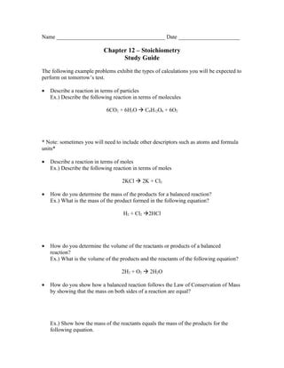 Read Online Chapter 12 Stoichiometry Reading Guide 