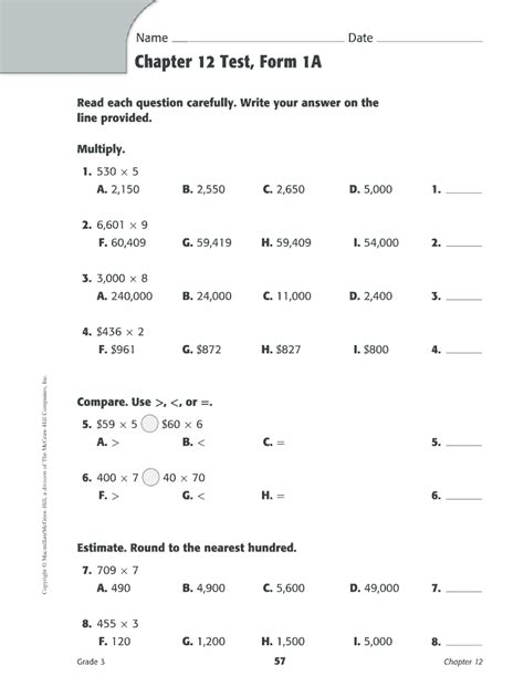 Read Chapter 12 Test Form 1 